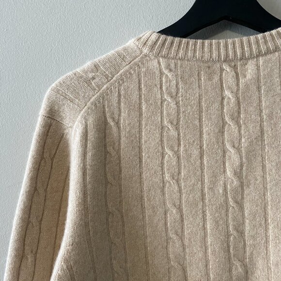 BERK Cashmere Lorne Cable "Linen" Colour 4-ply Sweater - Picture 8 of 12